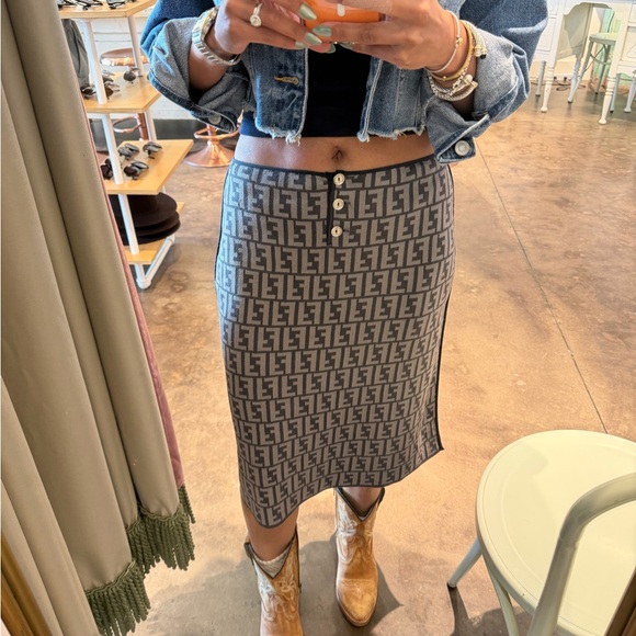 Fendi Monogram Gray Pencil Skirt